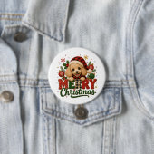 Süßer Pudel Frohe Weihnachten Button (Beispiel)