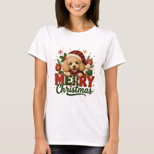Süßer Pudel Frohe Weihnachten T-Shirt
