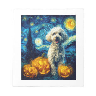 Süßer Pudel-Hund Halloween Jack O Lantern Kürbis F Notizblock