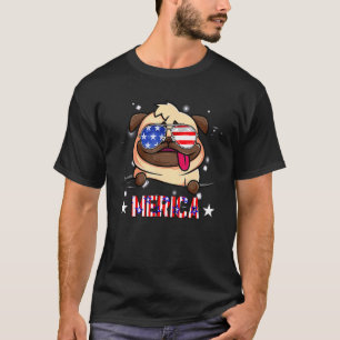 Süßer Pug 4. Juli Merica Männer Frauen Kinder Amer T-Shirt