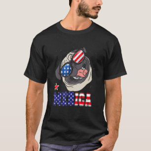 Süßer Pug 4. Juli Merica Männer Frauen Kinder Amer T-Shirt