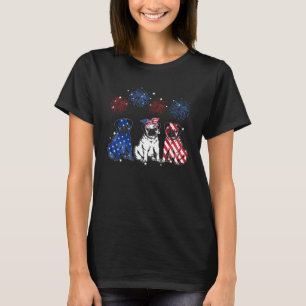 Süßer Pug Amerikanische Flagge Feuerwerk Hund Patr T-Shirt