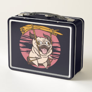 Süßer Pug fliegt Metall Brotdose