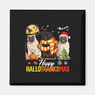 Süßer Pug Fröhliches Hallothanksmas Halloween Ernt Magnet