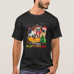 Süßer Pug Fröhliches Hallothanksmas Halloween Ernt T-Shirt