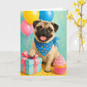 Süßer Pug-Geburtstag Karte (Gelbe Blume)