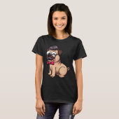 Süßer Pug Hipster Klassiker 602 T-Shirt (Vorne ganz)