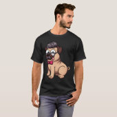 Süßer Pug Hipster Klassiker 602 T-Shirt (Vorne ganz)