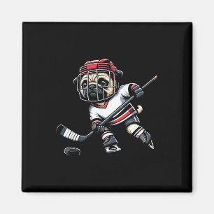 Süßer Pug-Hockeyspieler-Hund für Männer Frauen Mäd Magnet