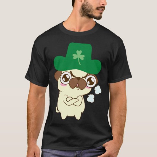 Süßer Pug-Hund St. Patrick s Day Hund St. Patrick T-Shirt (Vorderseite)