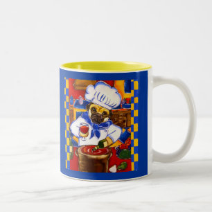 Süßer Pug-Koch von Le Cafe Zweifarbige Tasse