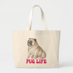 Süßer Pug-Leben-Welpen-Hund-Wasserfarbe-lustige Pu Jumbo Stoffbeutel