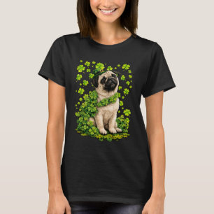 Süßer Pug mit Shamrocks Kleeblatt St Patricks Day  T-Shirt