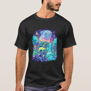 Süßer Pug Mond Lustiges Jugendleben Vater Mutter M T-Shirt