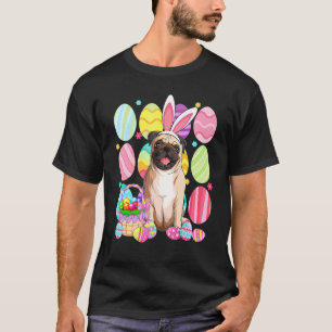 Süßer Pug-Osterhasenohr Bunter Oster-Eier-Korb T-Shirt
