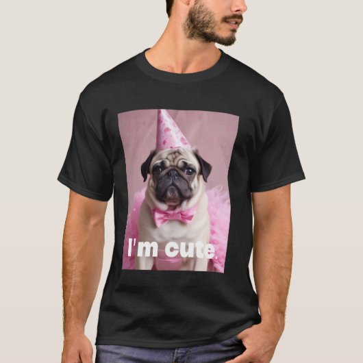 Süßer Pug Rosa T-Shirt (Vorderseite)