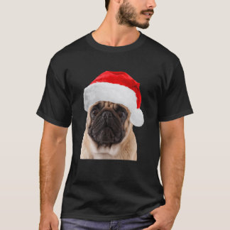 Süßer Pug Santa Hut Bild Pugs Weihnachten Cool T-Shirt