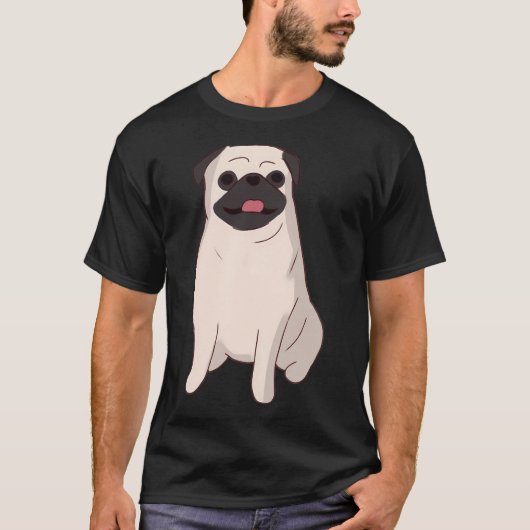 Süßer Pug sitzt T-Shirt (Vorderseite)
