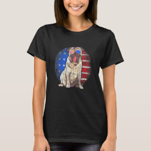 Süßer Pug USA-Flagge Sonnenbrille Vintage 4. Juli T-Shirt
