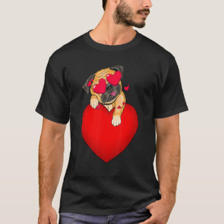 Süßer Pug Valentinstag hält Herz Mein Schatz T-Shirt