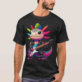 Süßer Punk Axolotl Rock'N Roll Goth Kawaii Gitarre T-Shirt