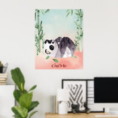 Süßer Purzelnder Panda Poster (Heimbüro)