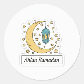 Süßer Ramadan-Mond und Laternen-Aufkleber - Ahlan  Runder Aufkleber