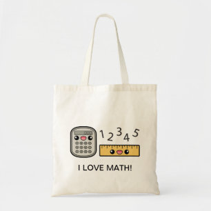 Süßer Rechner und Lineal Ich liebe Mathe Tragetasche