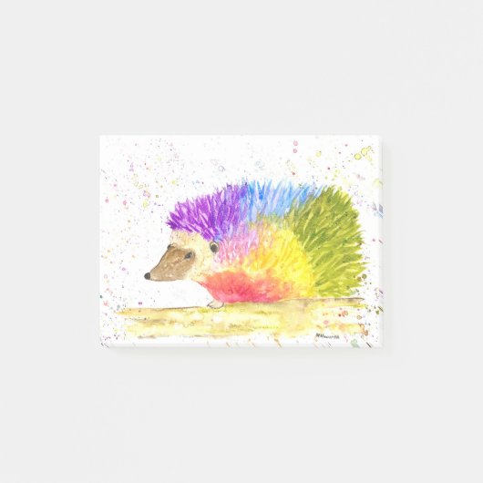 Süßer Regenbogen-Igel Wasserfarben Post-it Klebezettel (Vorderseite)