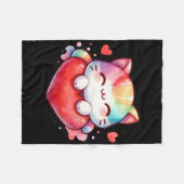 Süßer Regenbogen Kuschelkatze Herz Kitty Liebe C Fleecedecke (Vorderseite (Horizontal))
