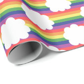 Süßer Regenbogen mit Wolken Geschenkpapier (Rolleneckpunkt)