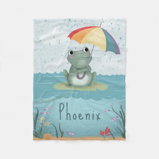Süßer Regenbogenfrosch Regenbogenkinder Fleecedecke (Vorderseite)