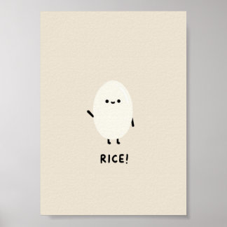 süßer Reis-Charakter minimal kawaii lustiger Reis Poster