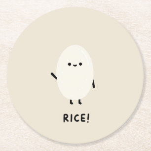 süßer Reis-Charakter minimal kawaii lustiger Reis Runder Pappuntersetzer