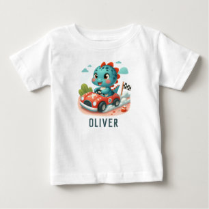 Süßer Renn-Dino fährt einen Sportwagen Baby T-shirt