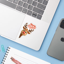 Süßer Rentier-„Frohe Weihnachten“-Sticker Aufkleber