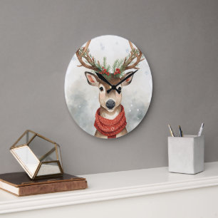 Süßer Rentier-Weihnachts-Rundwanduhr Große Wanduhr