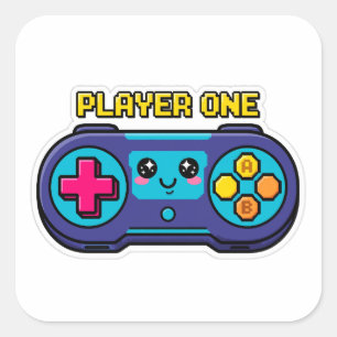 Süßer Retro-Game-Controller-Aufkleber für Spieler Quadratischer Aufkleber