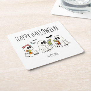 Süßer Retro-Geist und Cocktails Frohes Halloween Rechteckiger Pappuntersetzer
