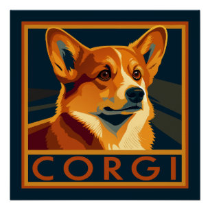 Süßer Retro Pembroke Welsh Corgi Poster
