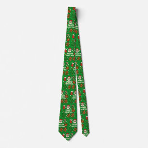 Süßer Retro-Pfefferküchermann und Weihnachtsmann F Krawatte