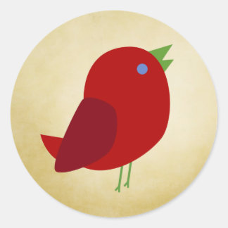 Süßer Retro-Roter Vogel Runder Aufkleber