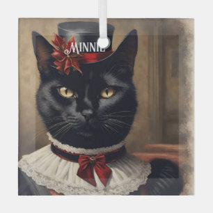 Süßer Retro-Schwarzk Katzen-Weihnachtsbaumschmuck Ornament Aus Glas