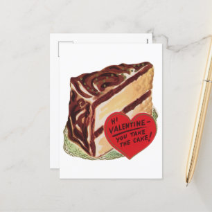 Süßer retro-vintage Kuchen Valentinstag Feiertagspostkarte