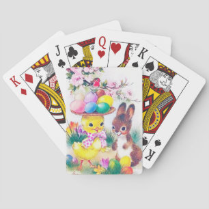 Süßer retro-vintage-Osterhase Küken Spielkarten