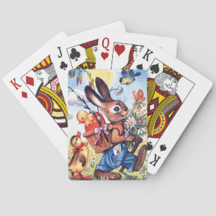 Süßer retro-vintage-Osterhase Spielkarten