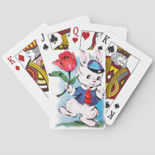 Süßer retro-vintage-Osterhase Spielkarten