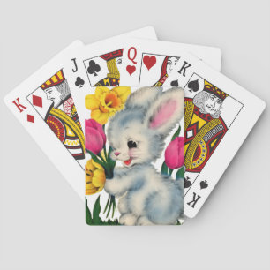 Süßer retro-vintage-Osterhase Spielkarten