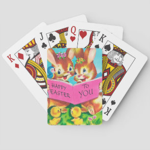 Süßer retro-vintage-Osterhase Spielkarten