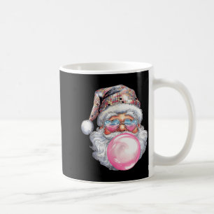 Süßer Retro-Weihnachtsmann bläst Kaugummi Vintage Kaffeetasse